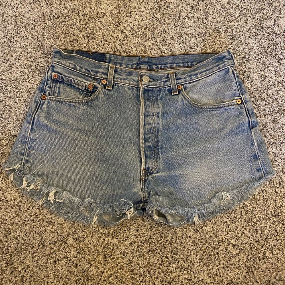 Levi’s Ladies Vintage Blue Jean Shorts - High Rise - Custom - Distressed